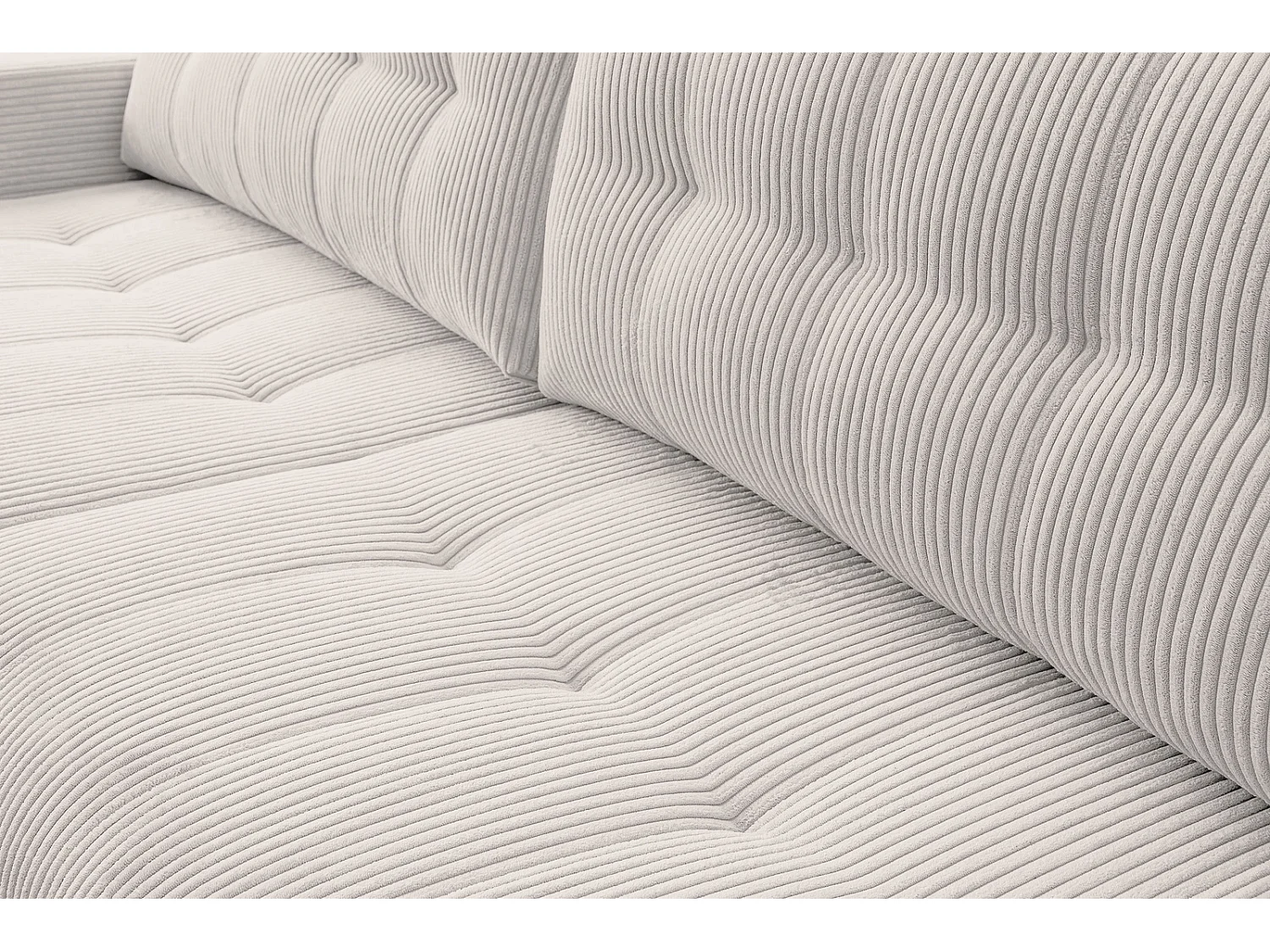 Hoekbank met Slaapfunctie Palermo - Ribfluweel Crème Poso 100 - Opbergruimte