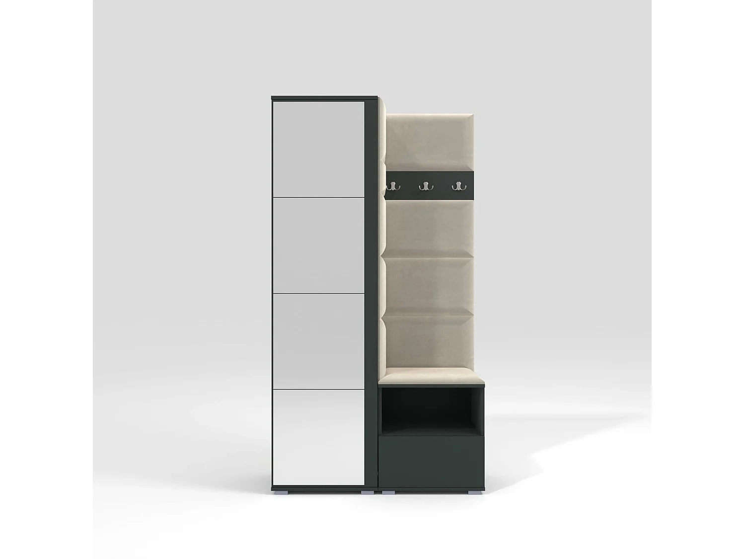 Garderobe Nela I mit Spiegel - 100 cm - Graphit - Trinity 01 - Creme