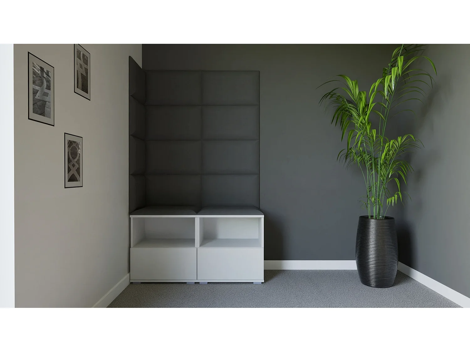 Garderobe Nela V - 100 cm - Matt Weiß - Trinity 15 - Dunkelgrau