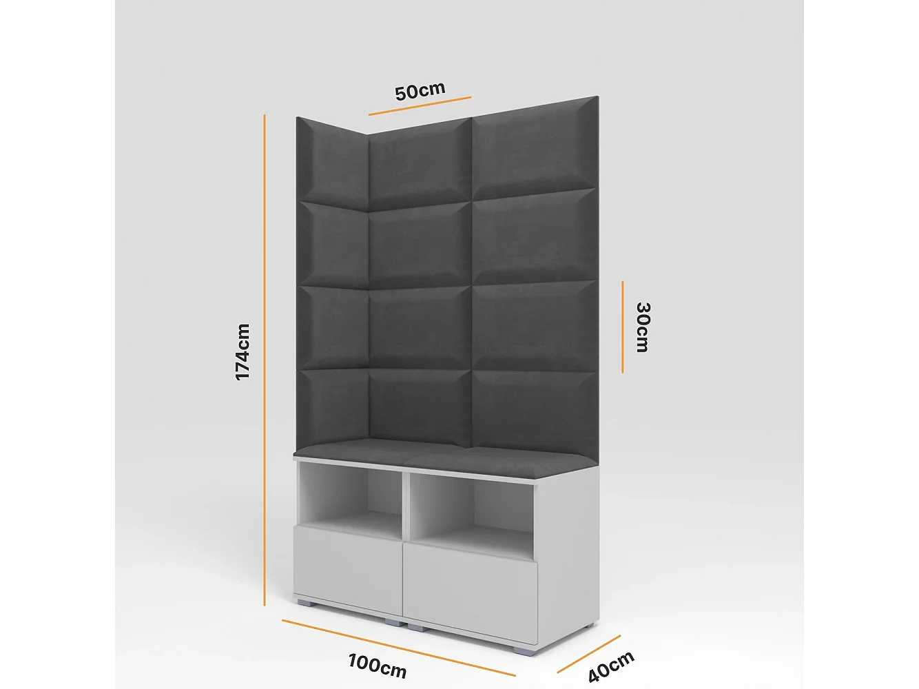 Garderobe Nela V - 100 cm - Matt Weiß - Trinity 15 - Dunkelgrau