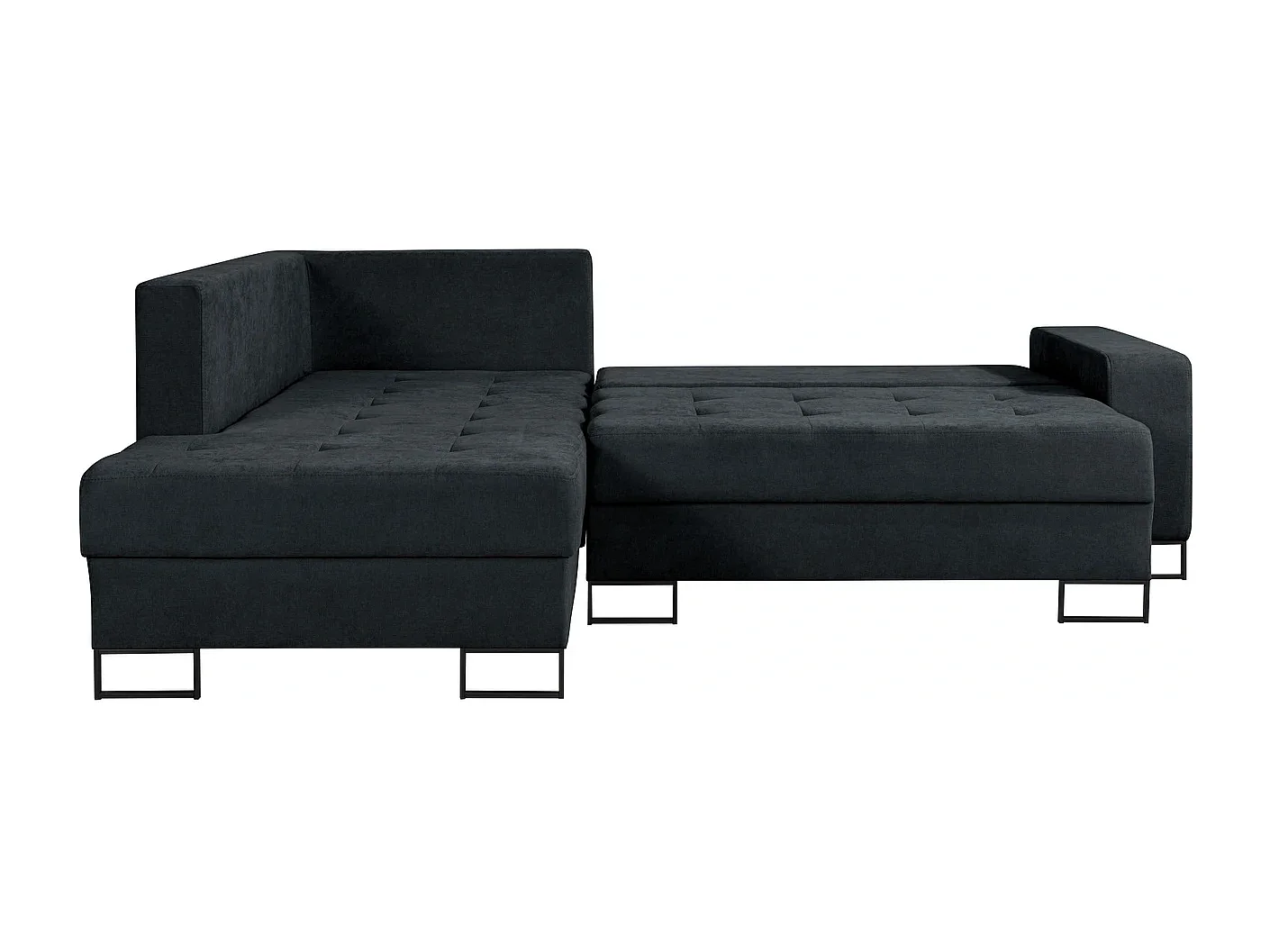 Ecksofa mit Schlaffunktion Links Trevi - Chenille Schwarz Wind 99 - Metallfüße