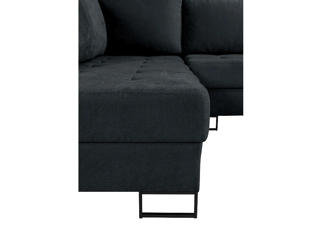 Ecksofa mit Schlaffunktion Links Trevi - Chenille Schwarz Wind 99 - Metallfüße