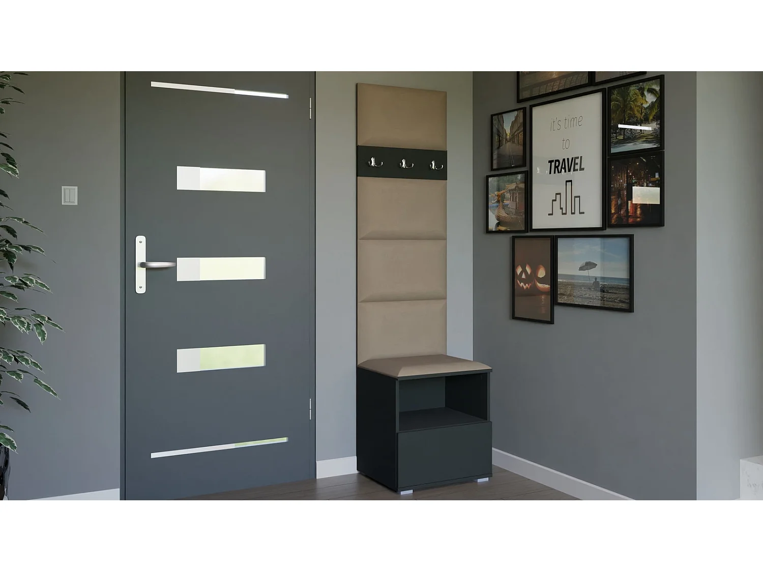 Garderobe Nela IV - 50 cm - Graphit - Trinity 04 - Beige