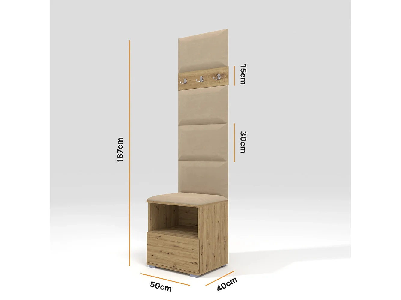 Garderobe Nela IV - 50 cm - Graphit - Trinity 04 - Beige
