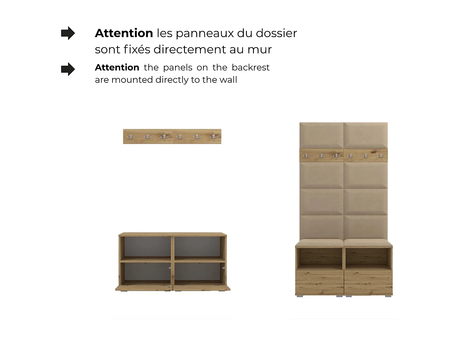 Garderobe Nela IV - 50 cm - Graphit - Trinity 04 - Beige