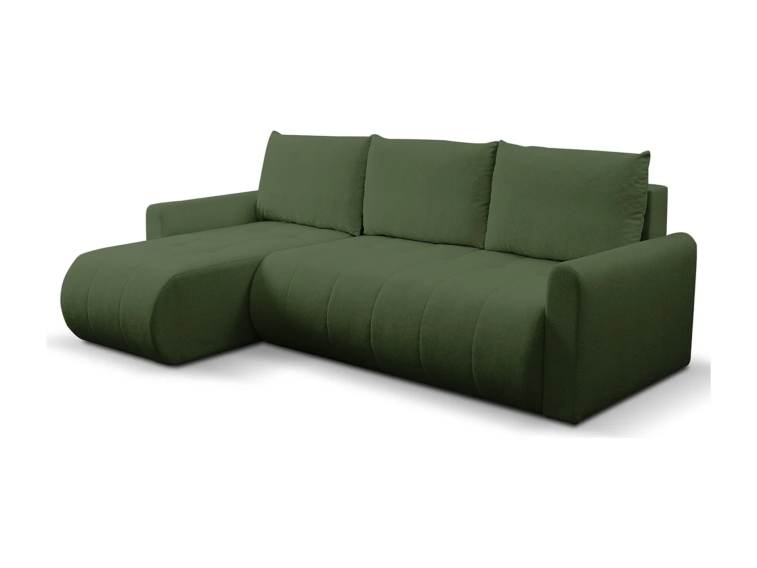 Ecksofa mit Schlaffunktion Primo - Webstoff Grün Gerra 50 - Bettkasten