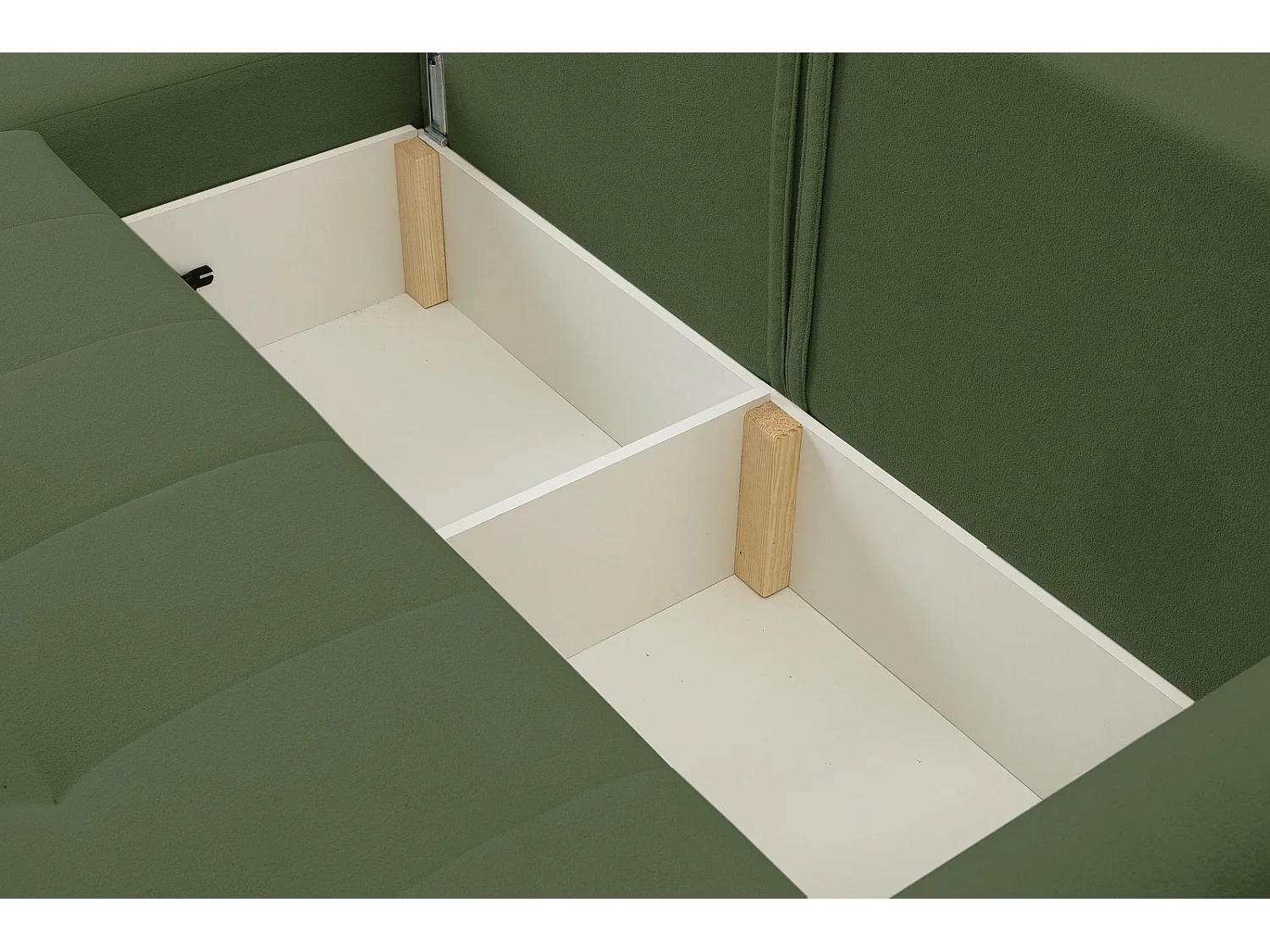 Ecksofa mit Schlaffunktion Primo - Webstoff Grün Gerra 50 - Bettkasten