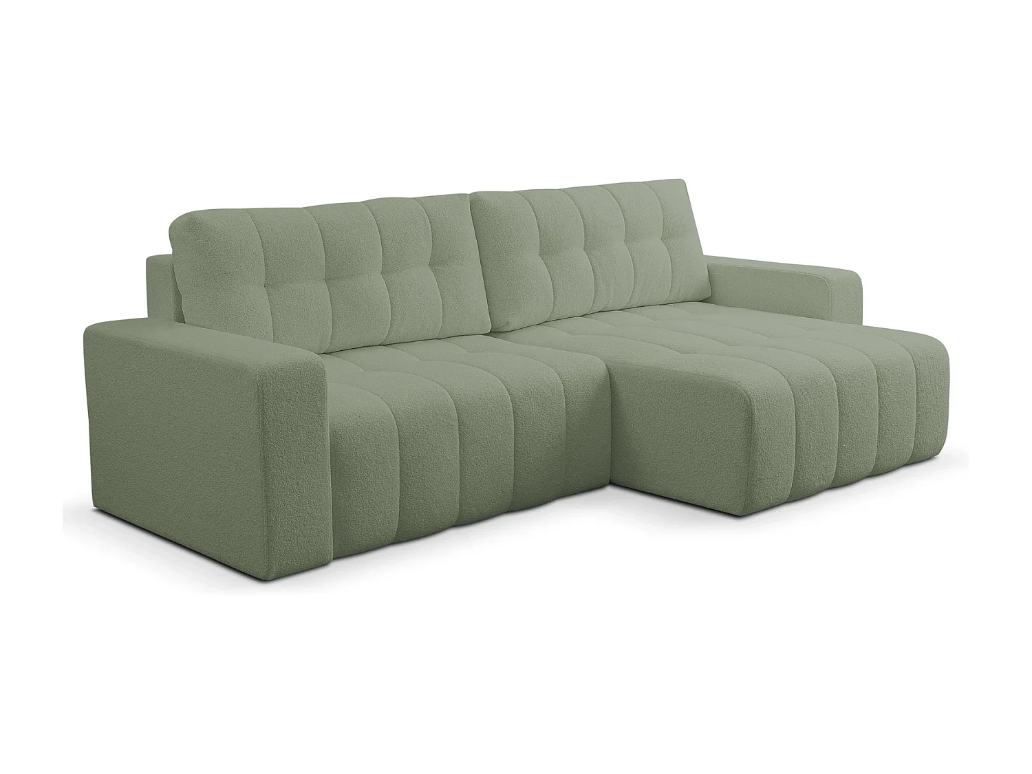 Ecksofa mit Schlaffunktion Palermo - Stoff Bravo 36 Hellgrün - Bettkasten