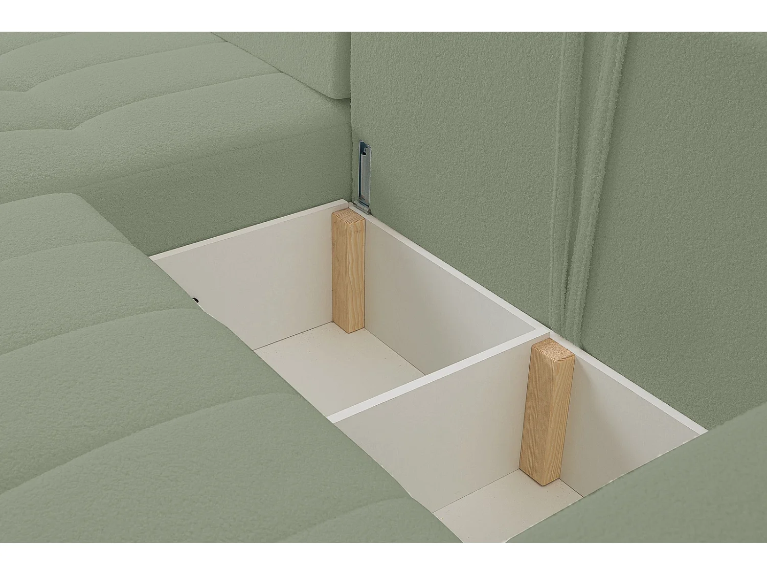 Ecksofa mit Schlaffunktion Palermo - Stoff Bravo 36 Hellgrün - Bettkasten