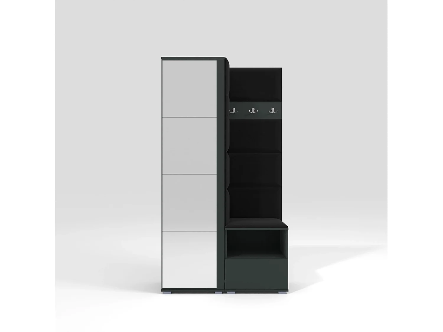 Halcombinatie Nela I met spiegel - 100 cm - Grafiet - Trinity 16 - Zwart