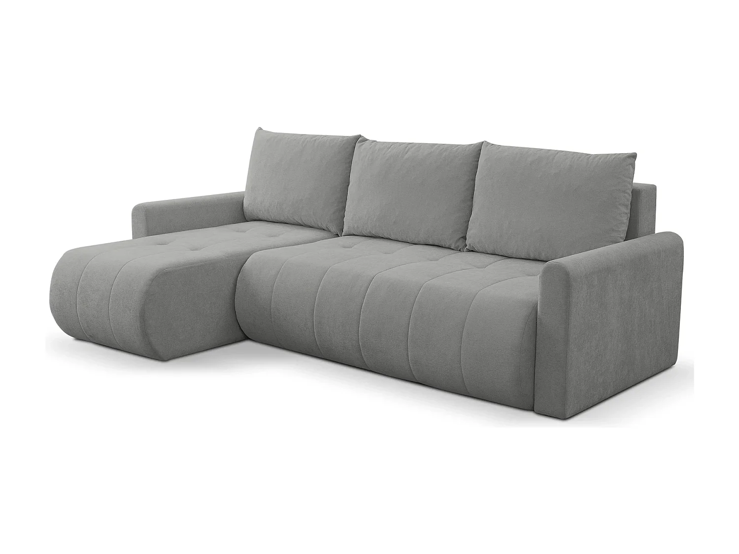 Hoekbank met Slaapfunctie Primo - Chenille Staalgrijs Wind 90 - Opbergruimte