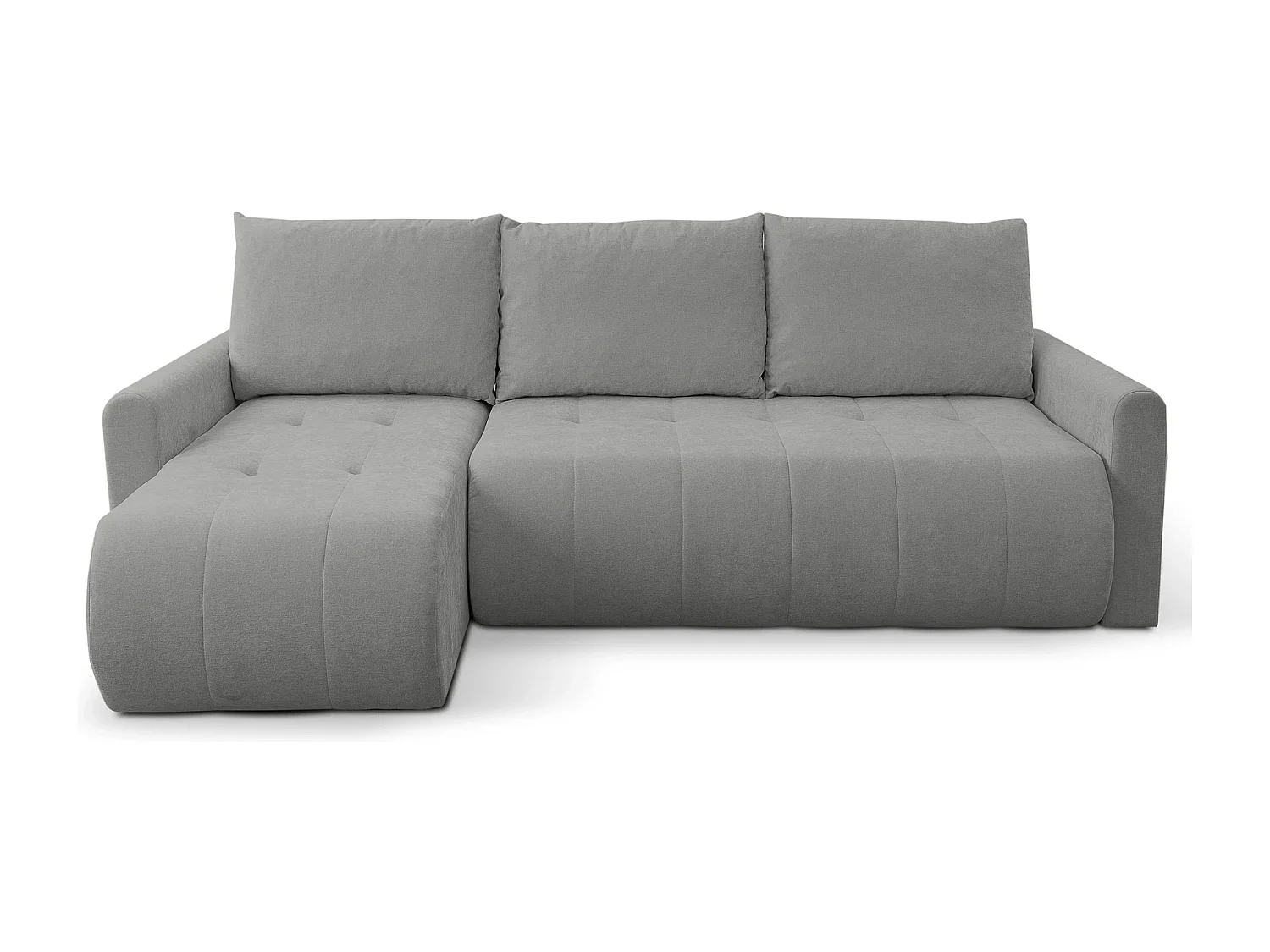 Hoekbank met Slaapfunctie Primo - Chenille Staalgrijs Wind 90 - Opbergruimte