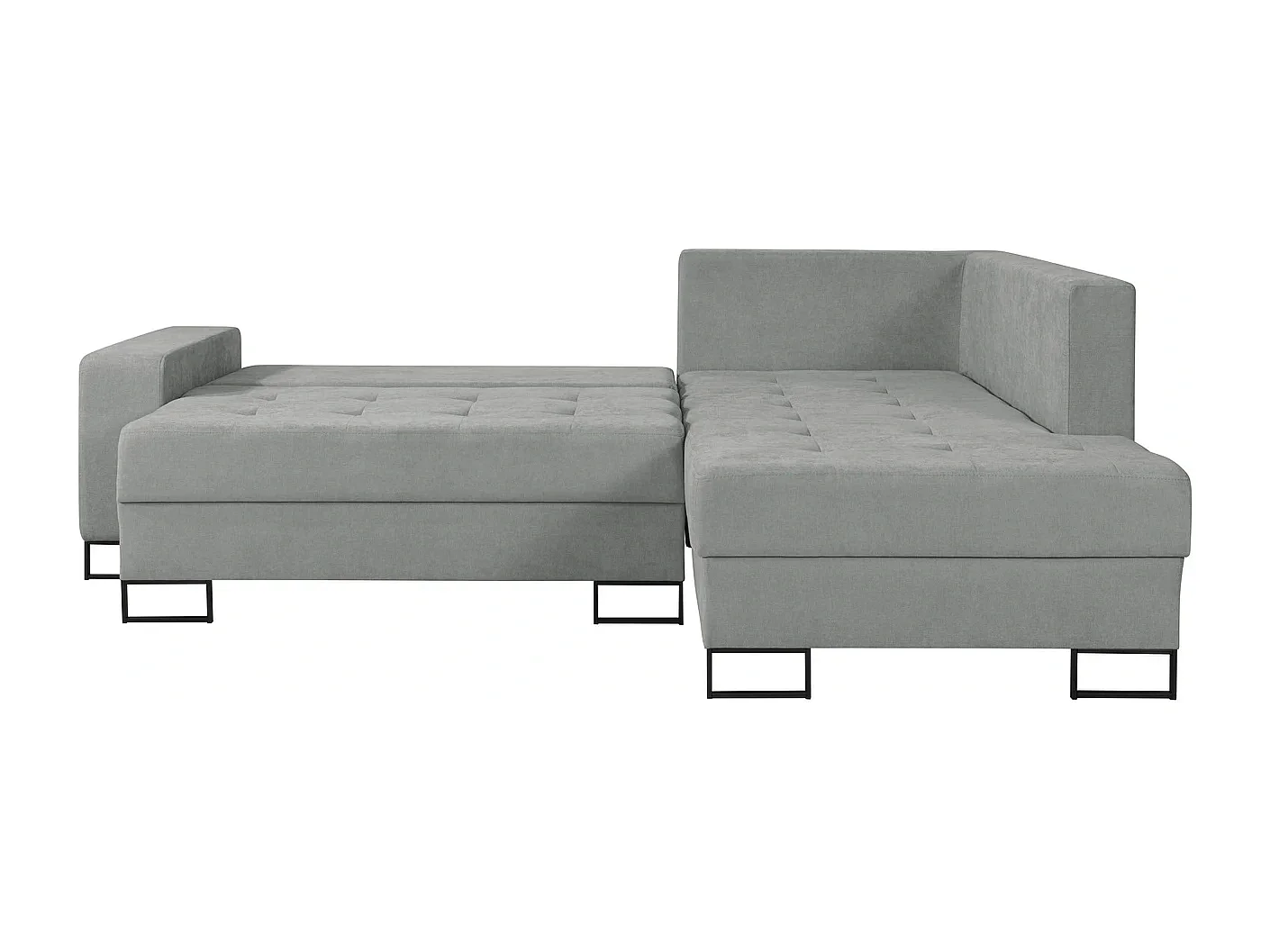 Hoekbank met Slaapfunctie Rechts Trevi - Chenille Grijs Wind 90 - Metalen Poten