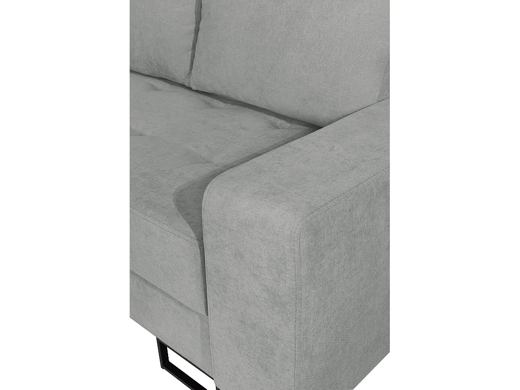 Hoekbank met Slaapfunctie Rechts Trevi - Chenille Grijs Wind 90 - Metalen Poten