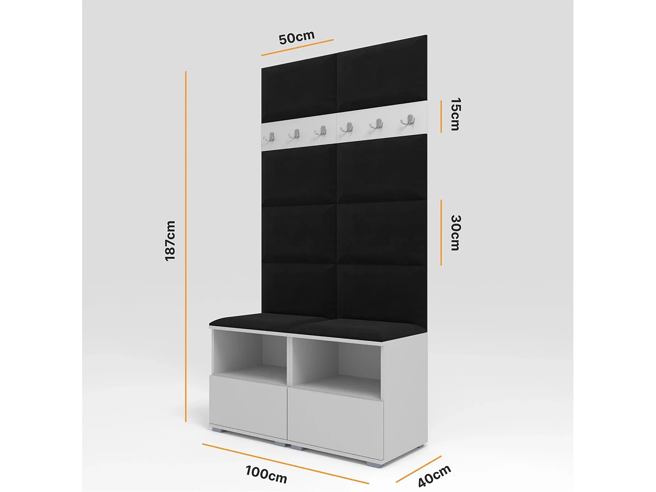 Halcombinatie Nela III - 100 cm - Grafiet - Trinity 16 - Zwart