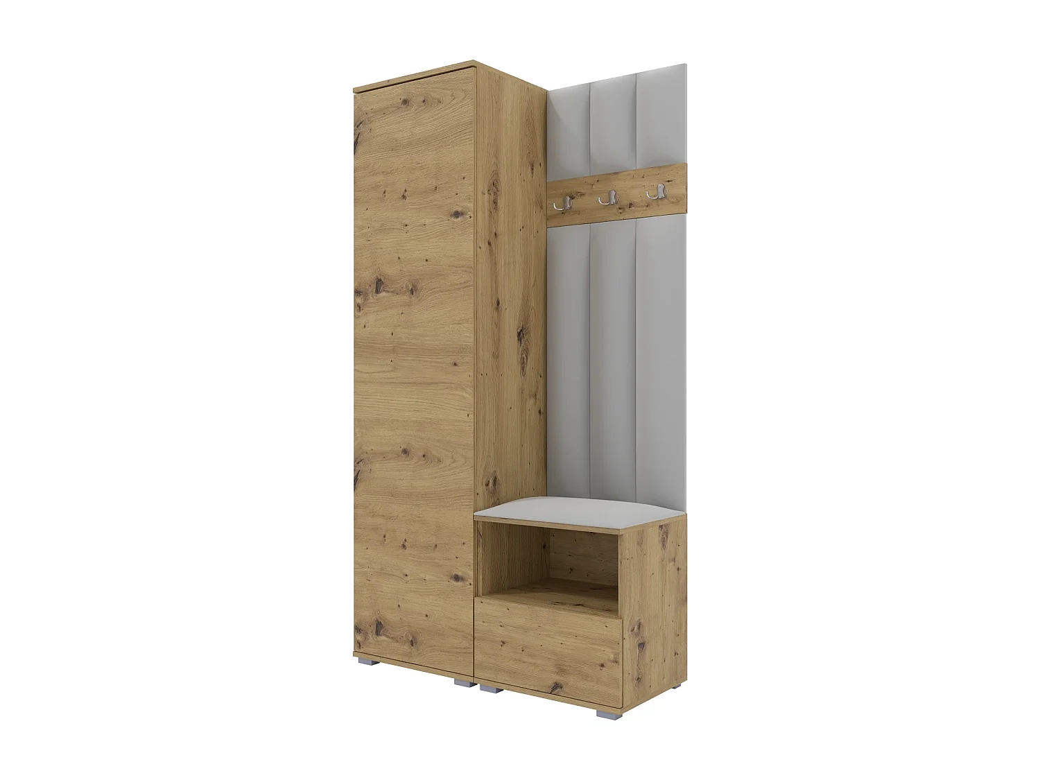 Garderobe Nela I LUX - 100 cm - Eiche Artisan - Trinity 32 - Hellgrau