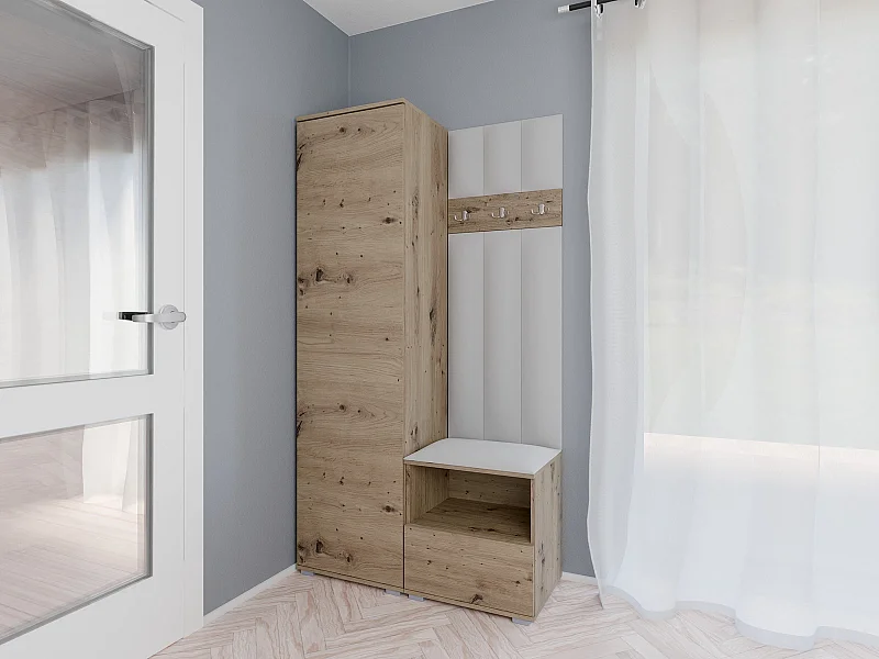 Garderobe Nela I LUX - 100 cm - Eiche Artisan - Trinity 32 - Hellgrau