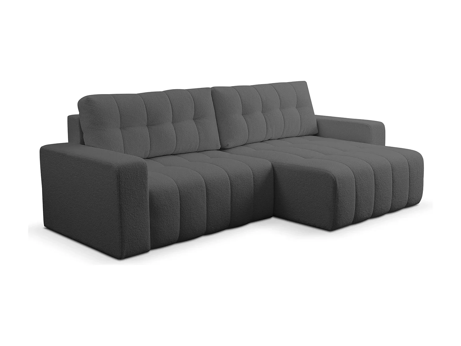 Hoekbank met Slaapfunctie Palermo - Stof Donkergrijs Bravo 10 - Opbergruimte