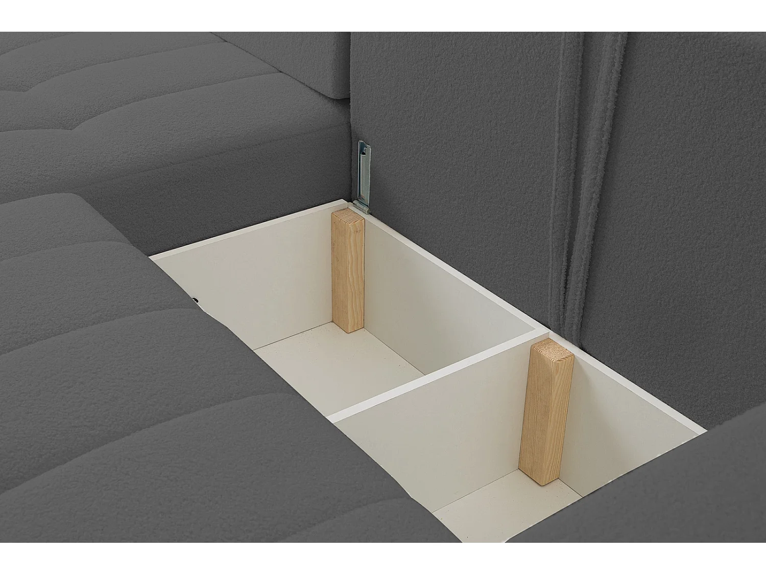 Hoekbank met Slaapfunctie Palermo - Stof Donkergrijs Bravo 10 - Opbergruimte