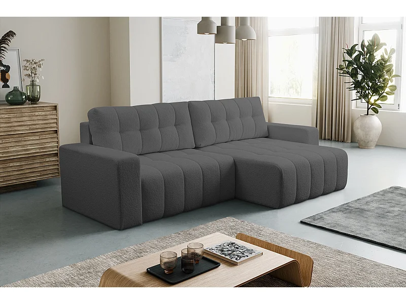 Hoekbank met Slaapfunctie Palermo - Stof Donkergrijs Bravo 10 - Opbergruimte