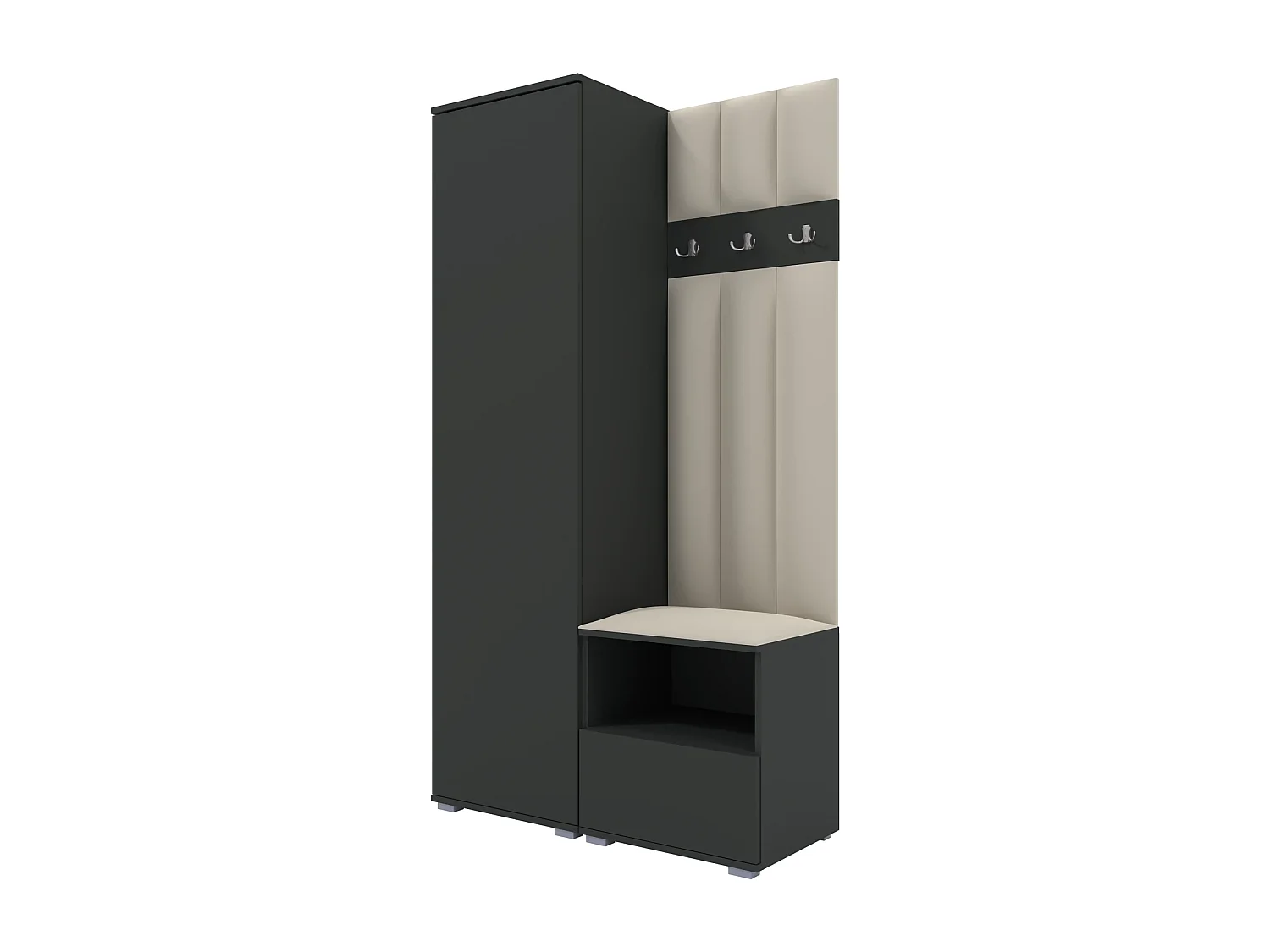 Garderobe Nela I LUX - 100 cm - Graphit - Trinity 01 - Creme