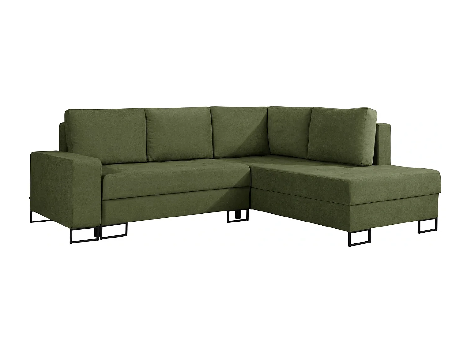 Ecksofa mit Schlaffunktion Rechts Trevi - Chenille Grün Wind 34 - Metallfüße