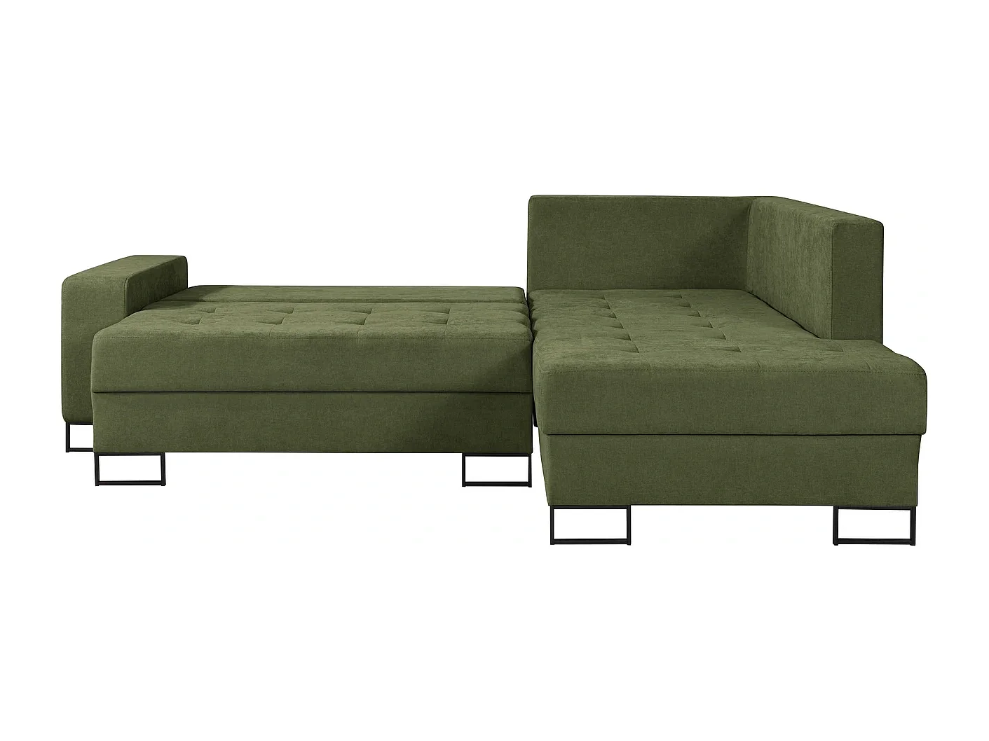 Ecksofa mit Schlaffunktion Rechts Trevi - Chenille Grün Wind 34 - Metallfüße