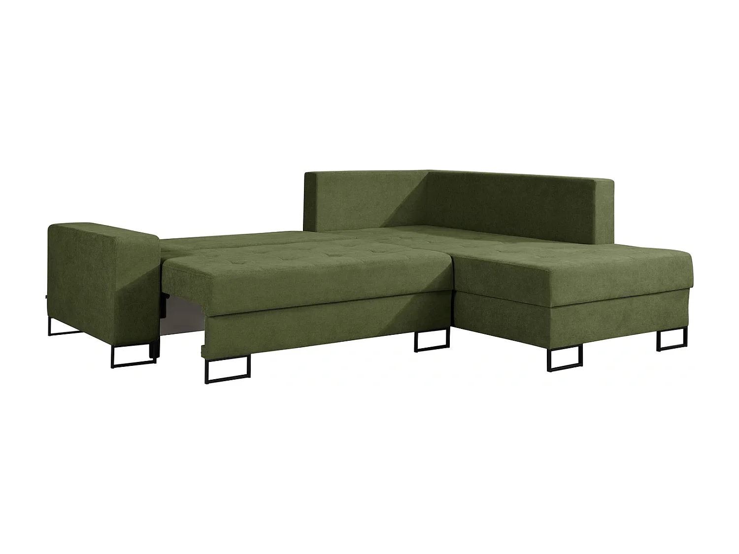 Ecksofa mit Schlaffunktion Rechts Trevi - Chenille Grün Wind 34 - Metallfüße