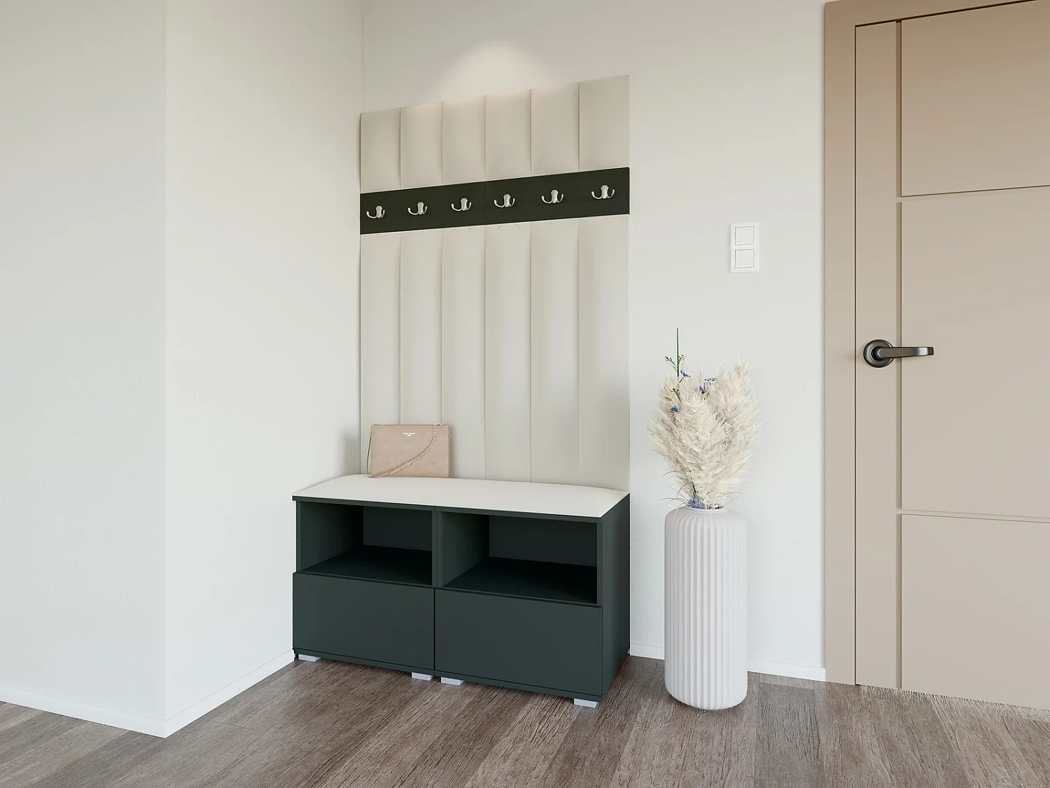 Garderobe Nela III LUX - 100 cm - Graphit - Trinity 01 - Creme