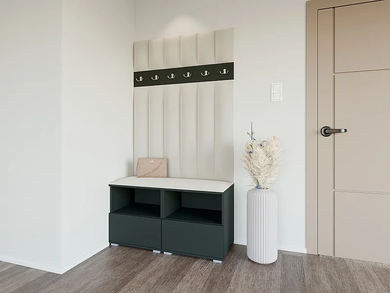 Garderobe Nela III LUX - 100 cm - Graphit - Trinity 01 - Creme