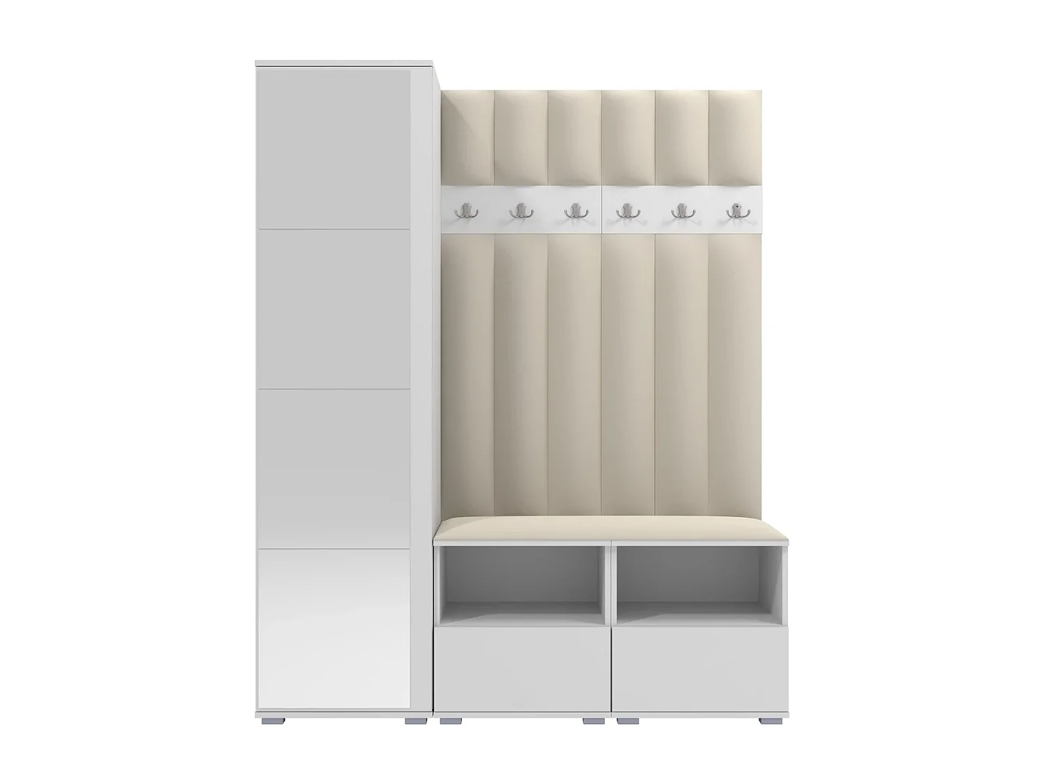 Halcombinatie Nela II LUX met spiegel - 150 cm - Mat Wit - Trinity 01 - Crème