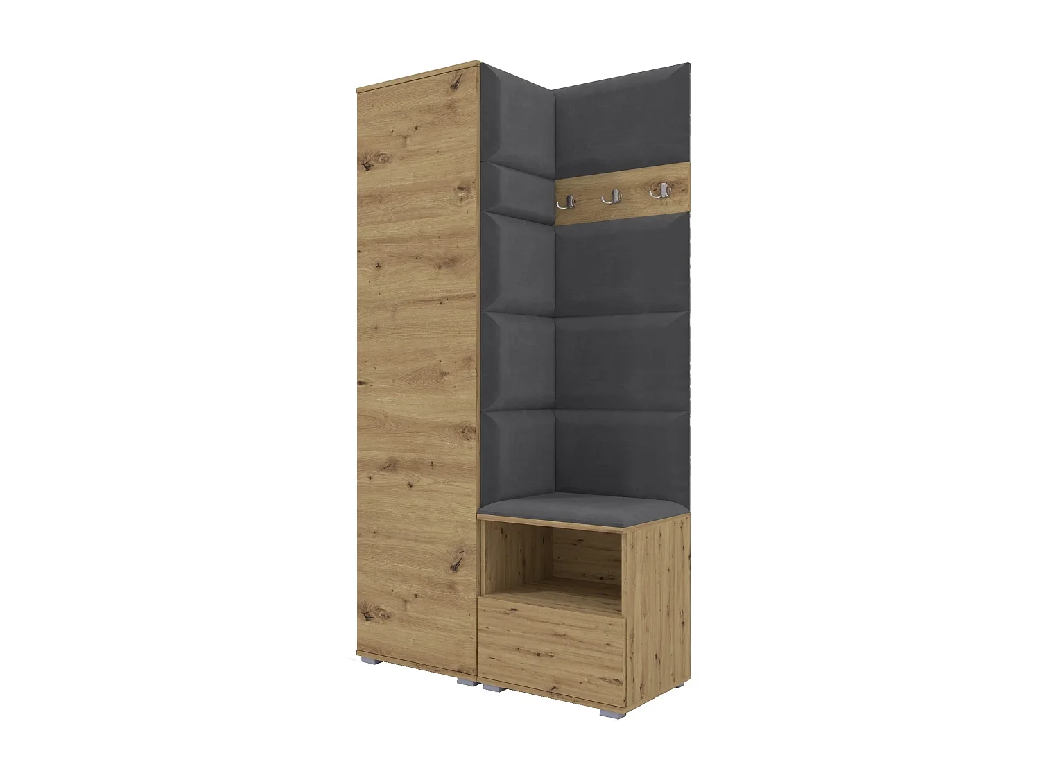 Garderobe Nela I - 100 cm - Eiche Artisan - Trinity 15 - Dunkelgrau