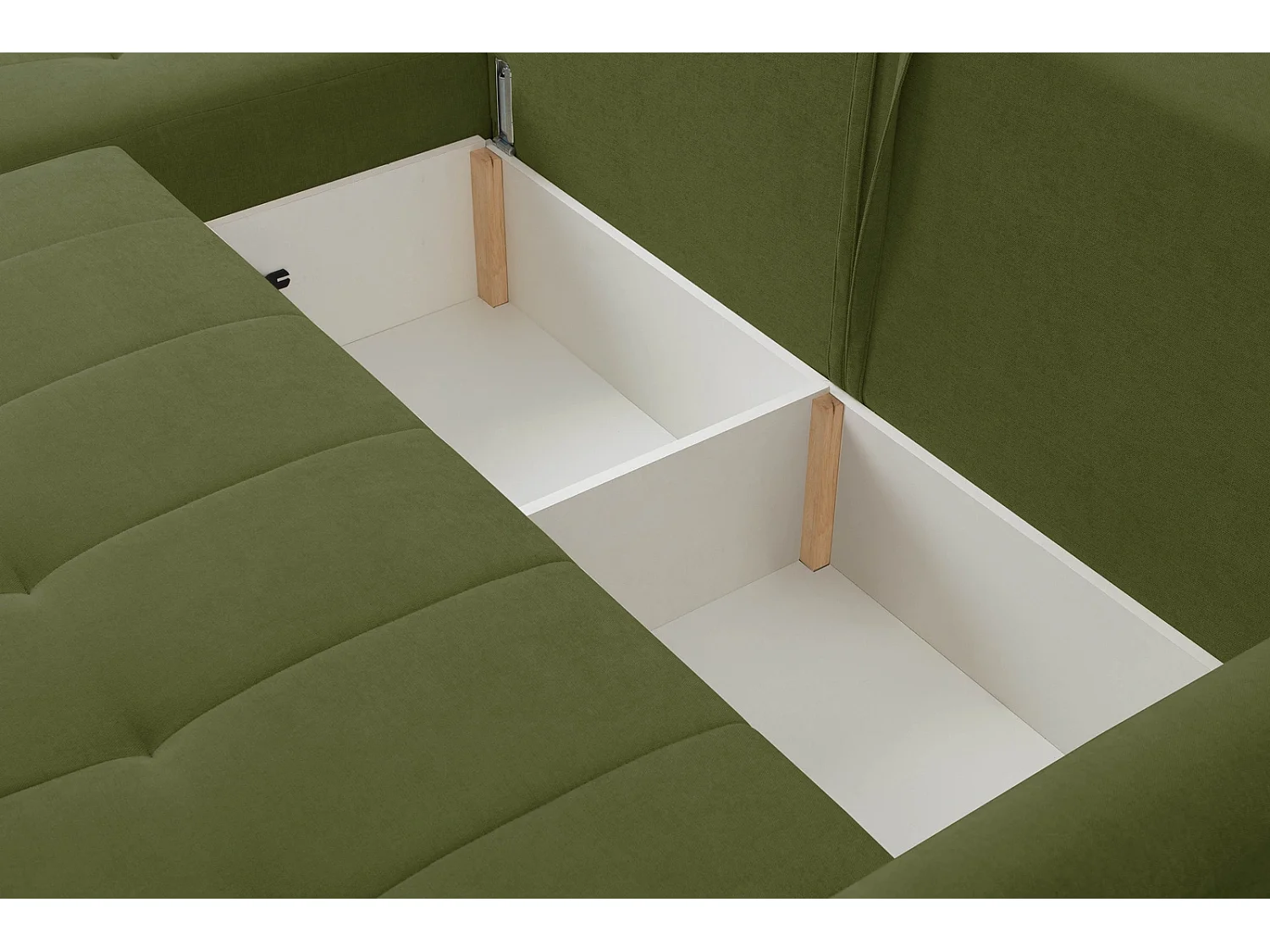 Ecksofa mit Schlaffunktion Primo - Chenille Grün Wind 34 - Bettkasten