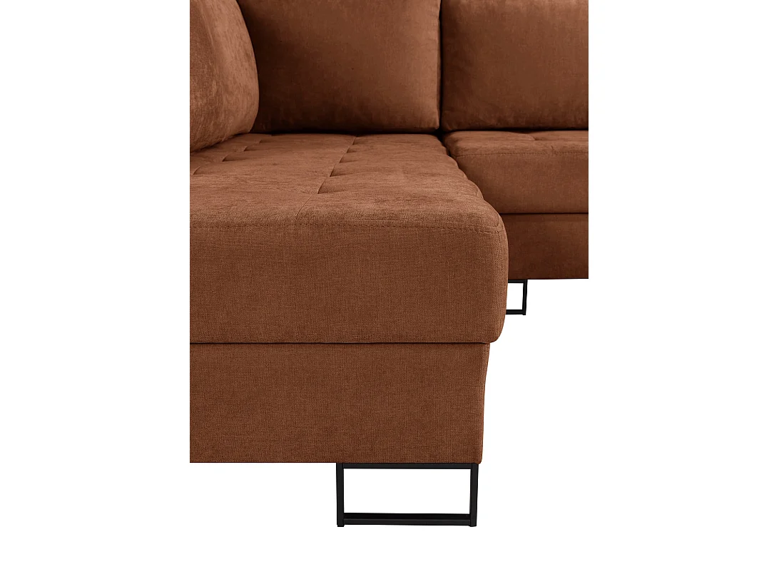 Hoekbank met Slaapfunctie Links Trevi - Chenille Roest Wind 56 - Metalen Poten