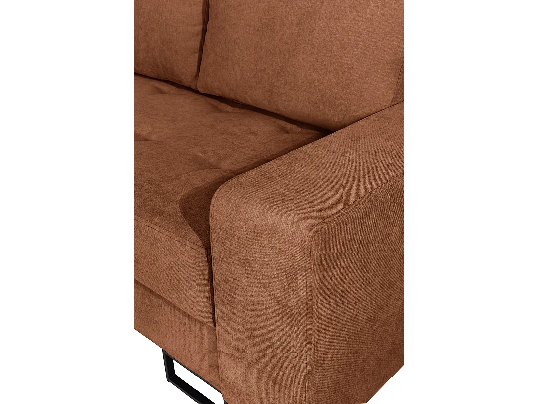 Hoekbank met Slaapfunctie Links Trevi - Chenille Roest Wind 56 - Metalen Poten