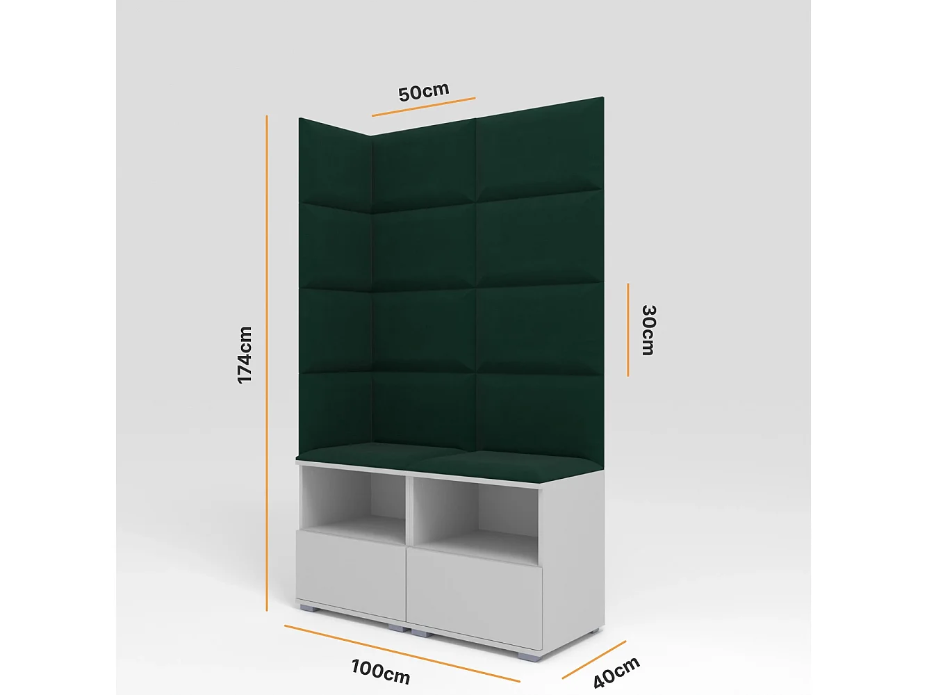 Garderobe Nela V - 100 cm - Matt Weiß - Trinity 28 - Flaschengrün
