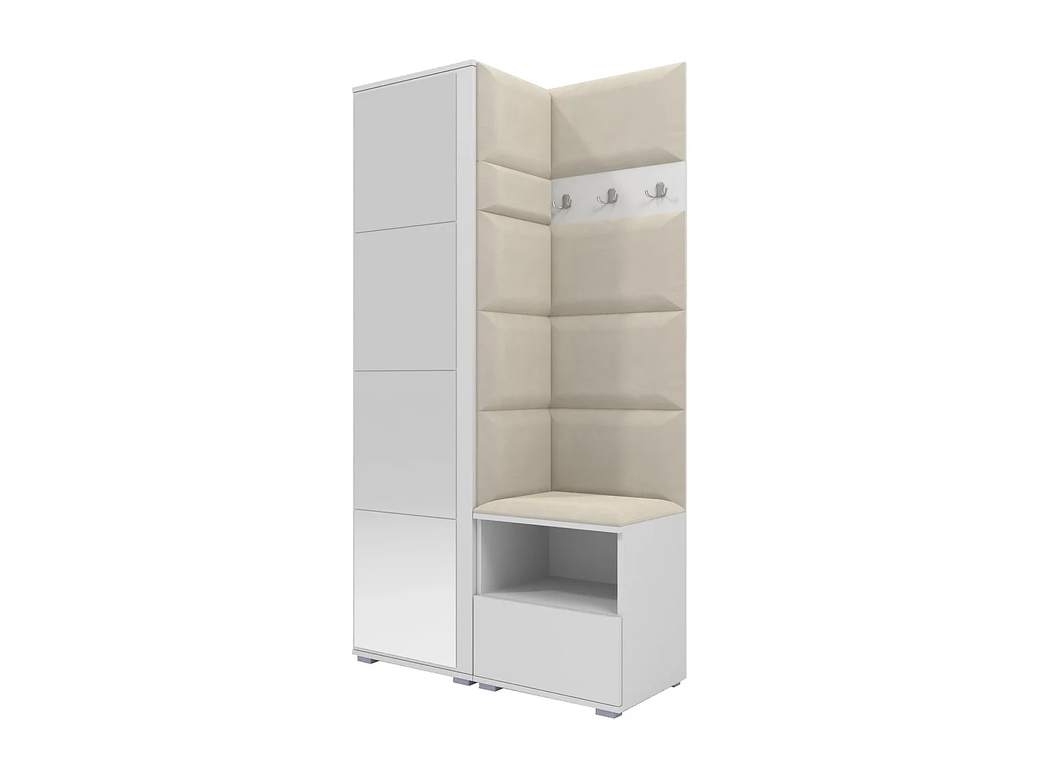 Halcombinatie Nela I met spiegel - 100 cm - Mat Wit - Trinity 01 - Crème