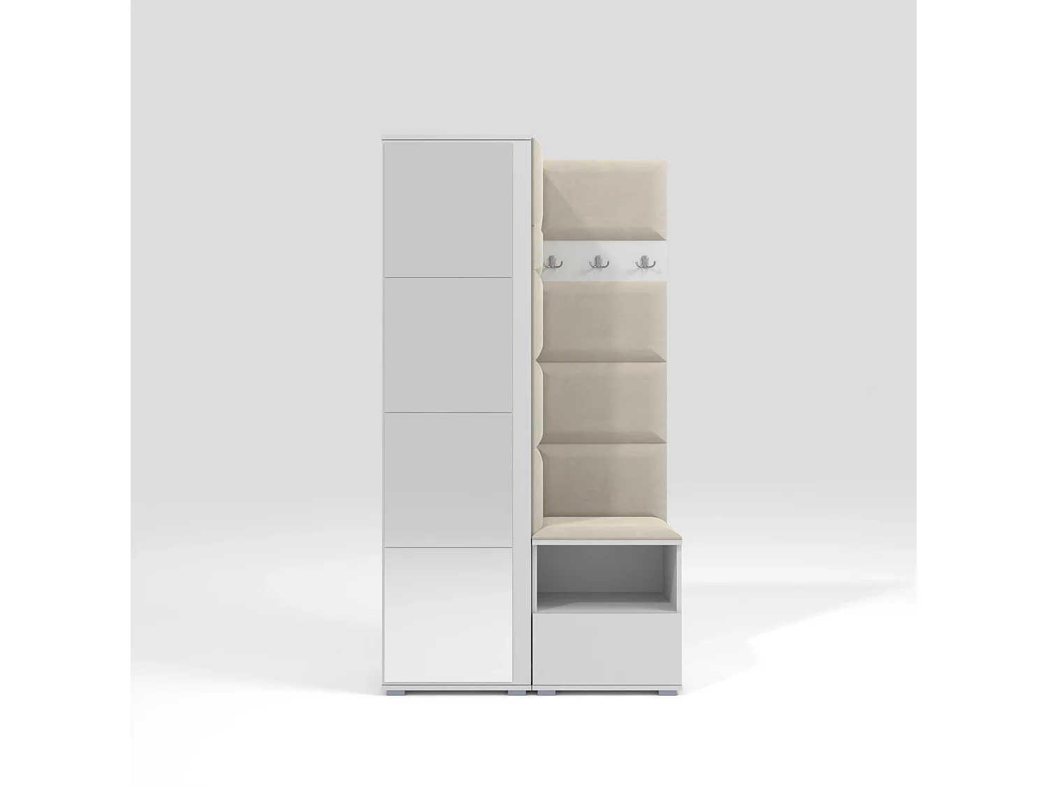 Halcombinatie Nela I met spiegel - 100 cm - Mat Wit - Trinity 01 - Crème