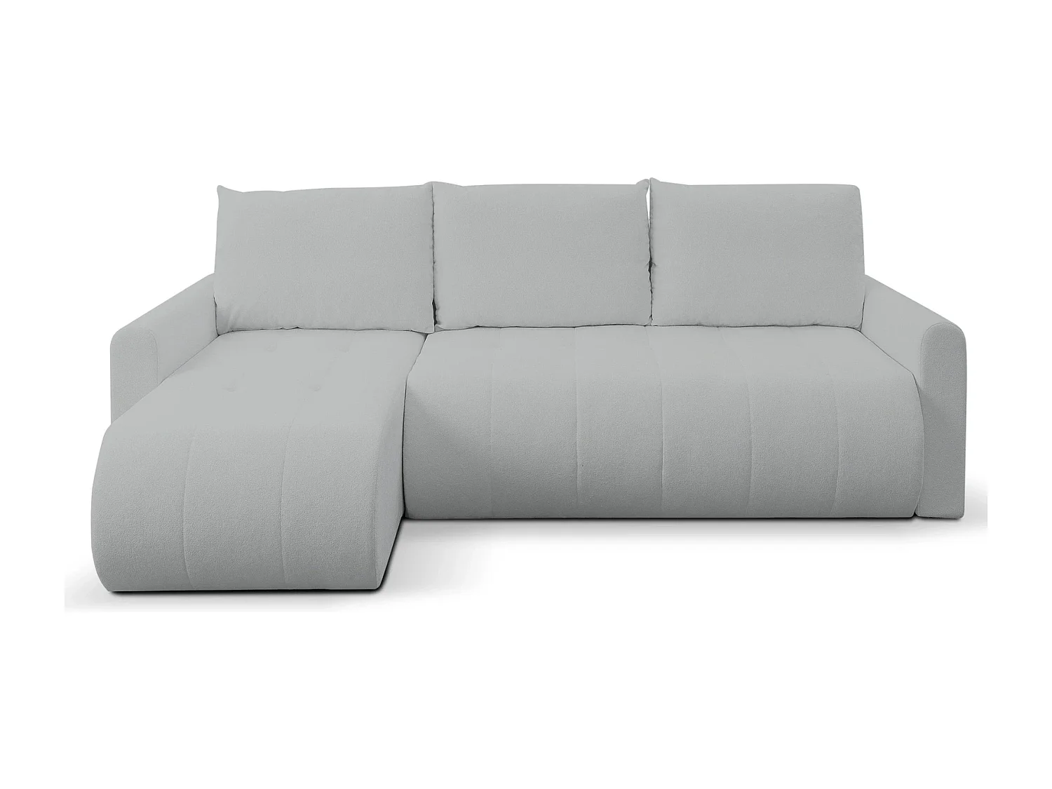 Hoekbank met Slaapfunctie Primo - Geweven Stof Grijs Gerra 65 - Opbergruimte