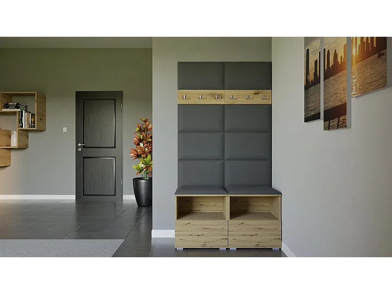 Garderobe Nela III - 100 cm - Eiche Artisan - Trinity 15 - Dunkelgrau