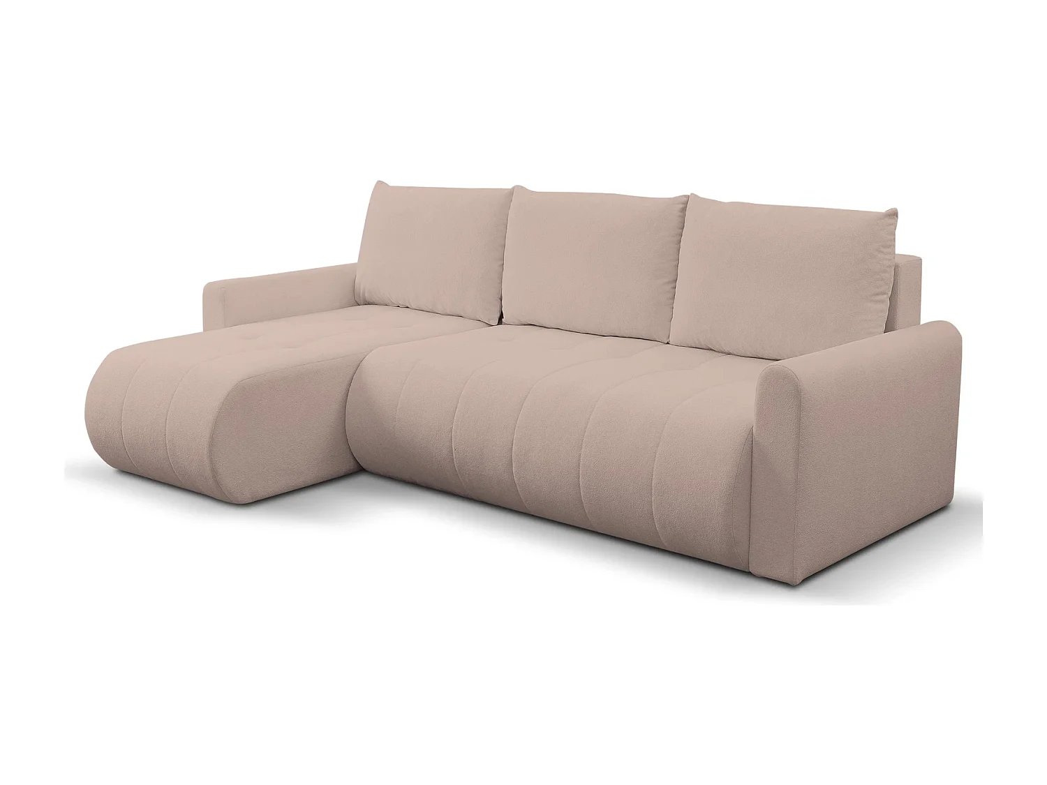 Ecksofa mit Schlaffunktion Primo - Webstoff Altrosa Gerra 20 - Bettkasten