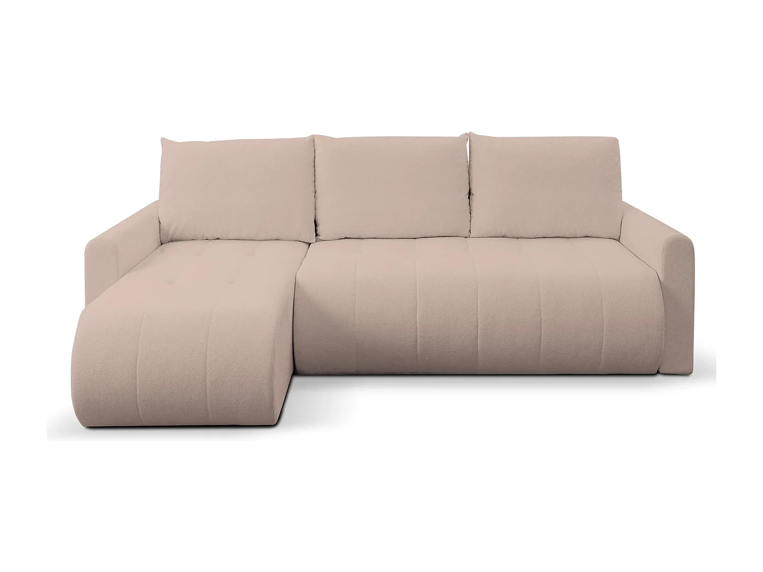 Ecksofa mit Schlaffunktion Primo - Webstoff Altrosa Gerra 20 - Bettkasten