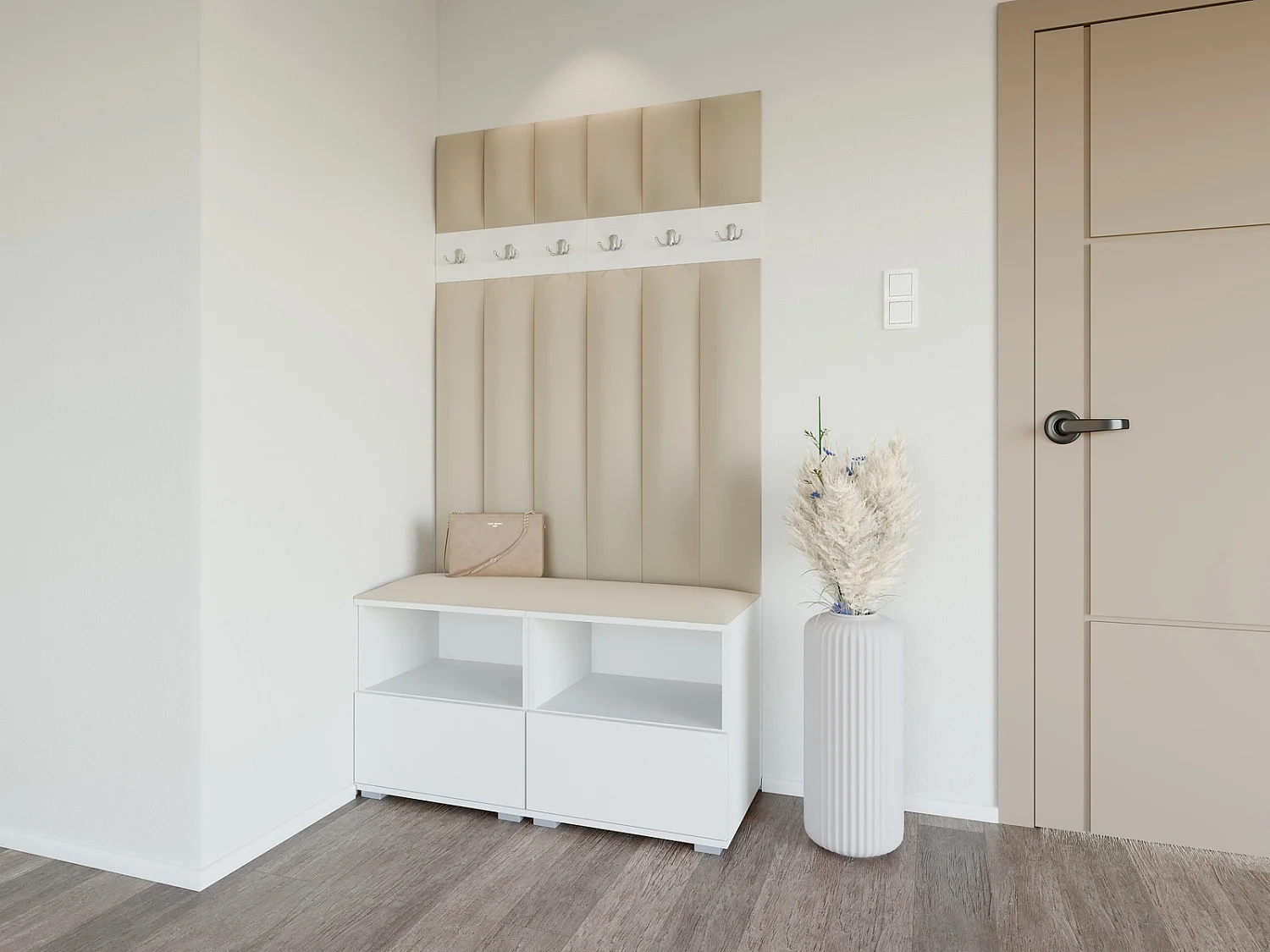 Halcombinatie Nela III LUX - 100 cm - Mat Wit - Trinity 04 - Beige