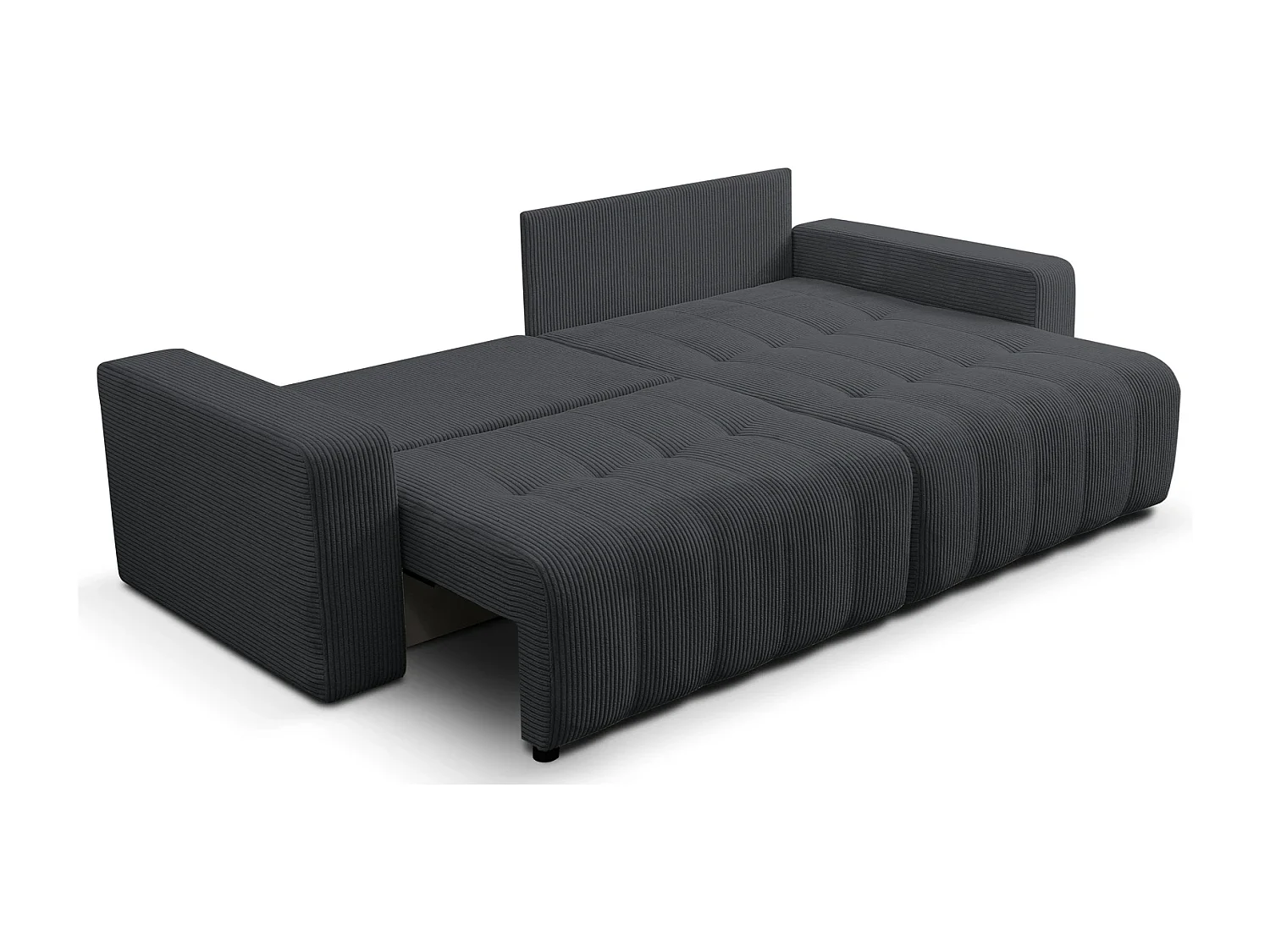 Hoekbank met Slaapfunctie Palermo - Ribfluweel Donkergrijs Poso 34 - Opbergruimte