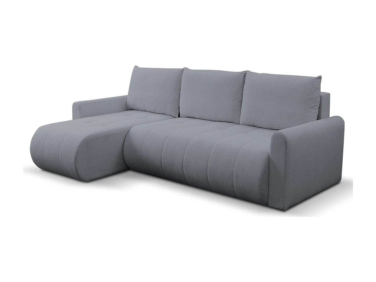 Hoekbank met Slaapfunctie Primo - Geweven Stof Asgrijs Gerra 70 - Opbergruimte