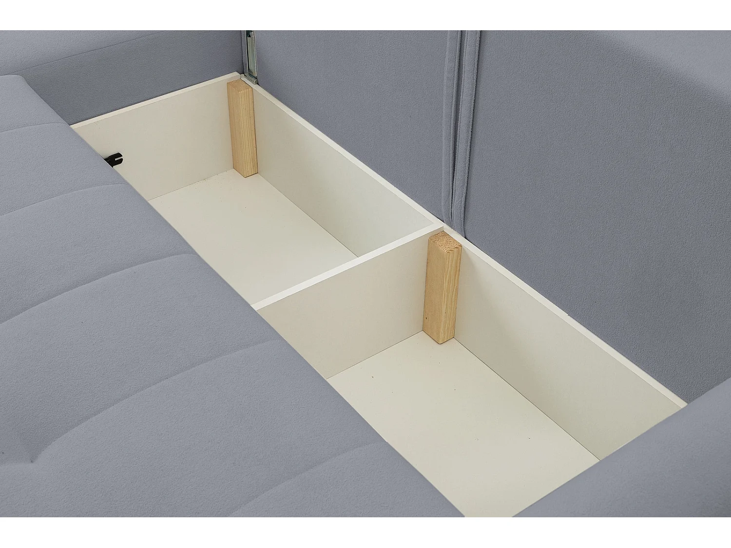 Hoekbank met Slaapfunctie Primo - Geweven Stof Asgrijs Gerra 70 - Opbergruimte