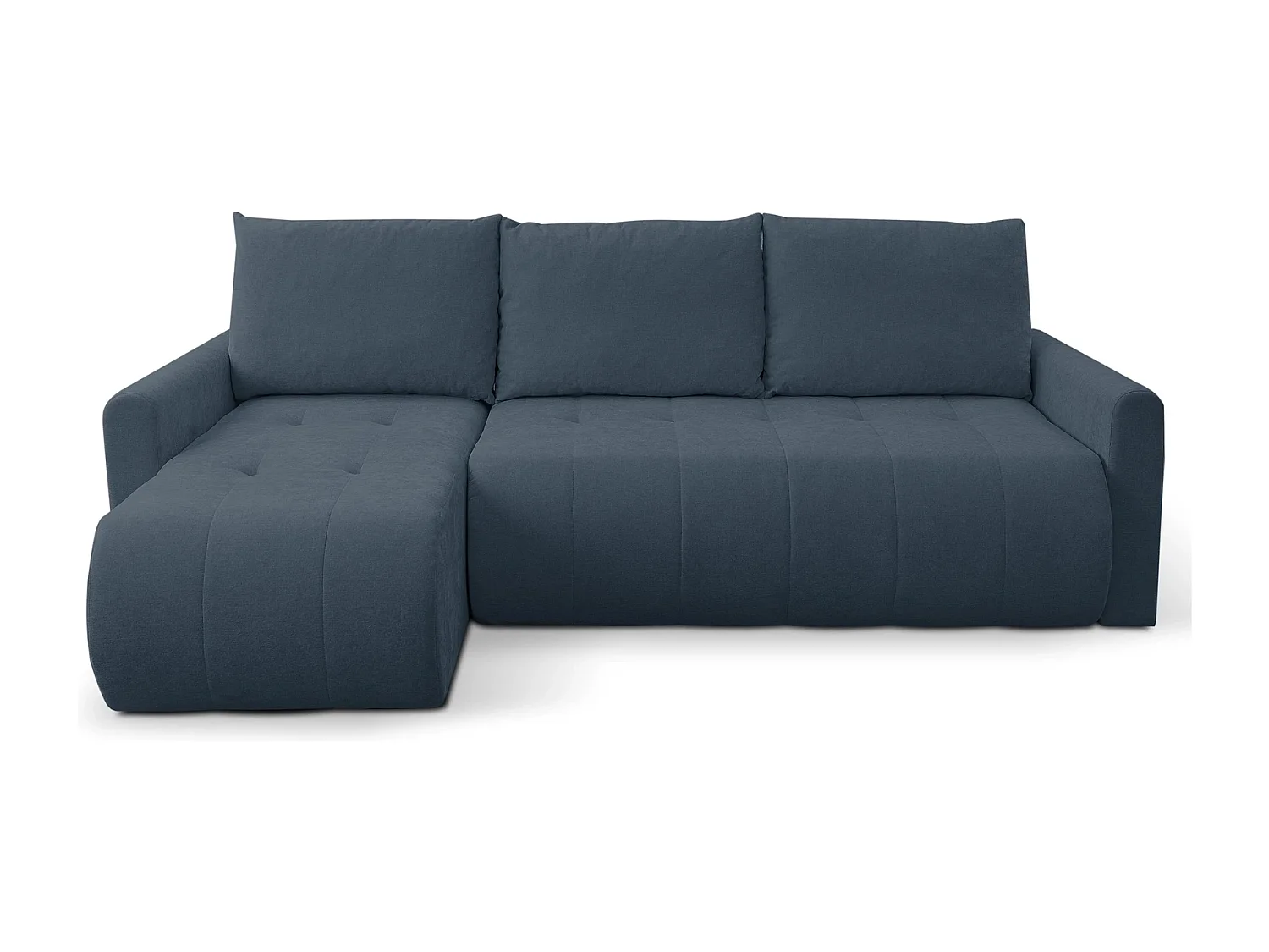 Hoekbank met Slaapfunctie Primo - Chenille Donkerblauw Wind 77 - Opbergruimte