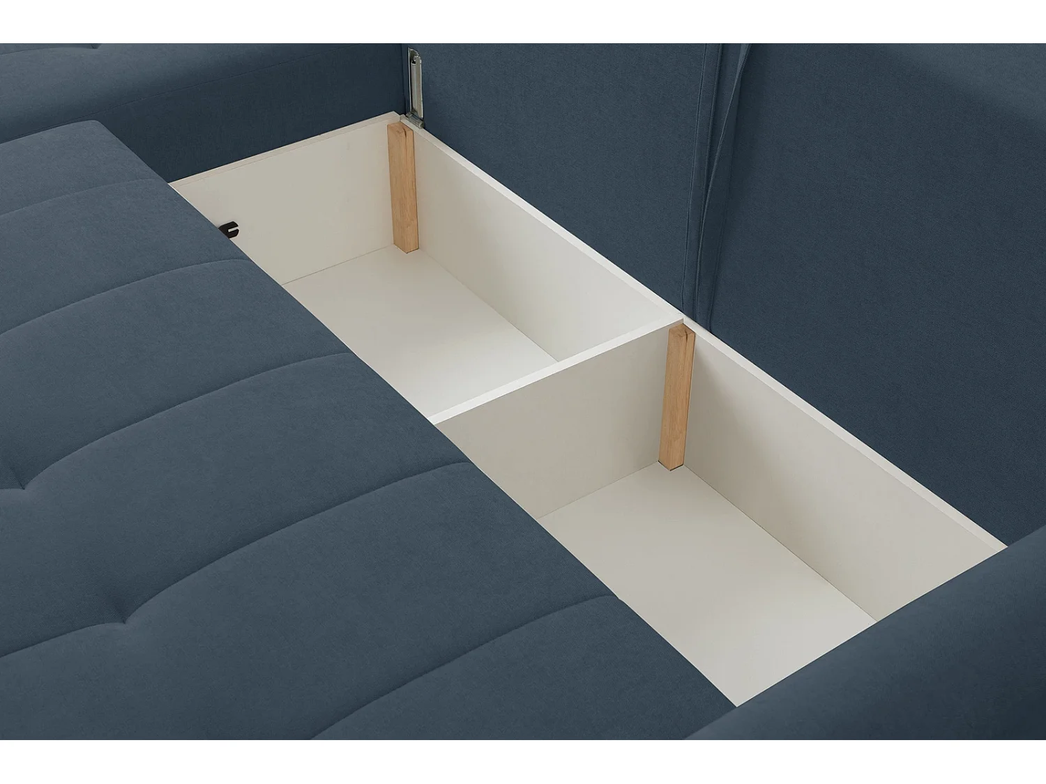 Hoekbank met Slaapfunctie Primo - Chenille Donkerblauw Wind 77 - Opbergruimte
