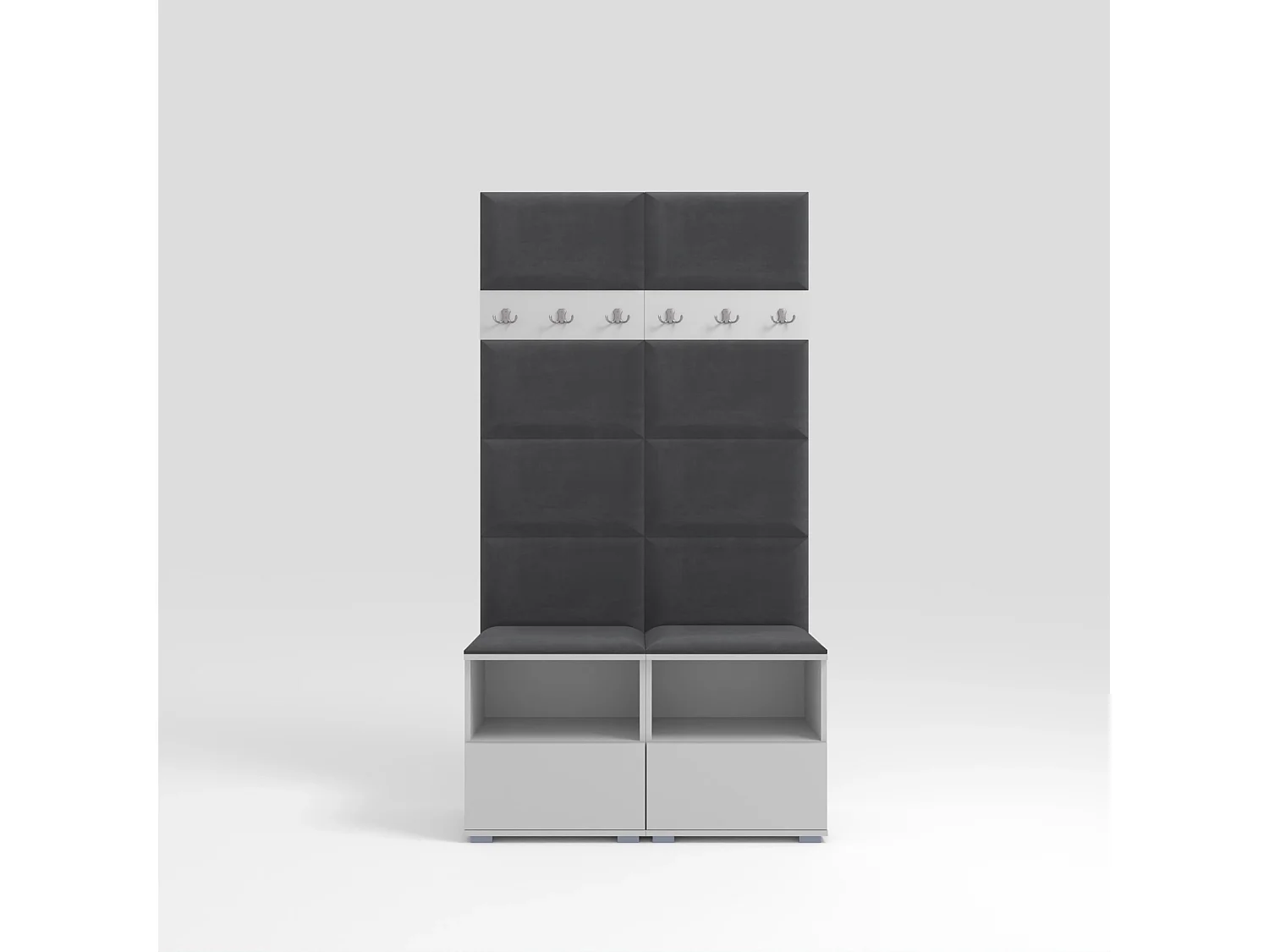 Garderobe Nela III - 100 cm - Matt Weiß - Trinity 15 - Dunkelgrau