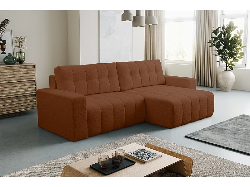 Ecksofa mit Schlaffunktion Palermo - Stoff Braun Bravo 17 - Bettkasten